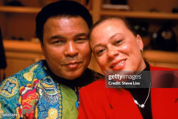 American former heavyweight boxing champion Muhammad Ali poses with his wife Lonnie Williams, Berrien Springs, Michigan, July 1999.