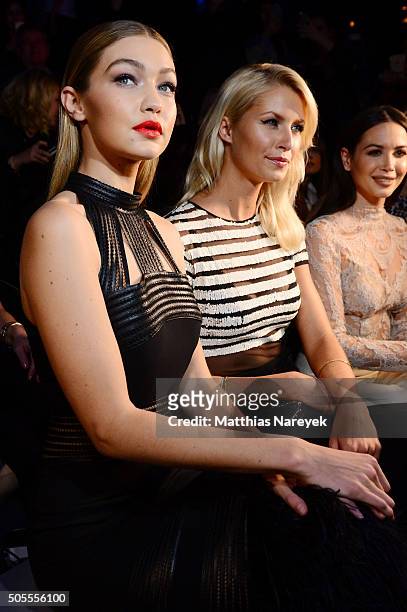Gigi Hadid and Lena Gercke attend the 'The Power Of Colors - MAYBELLINE New York Make-Up Runway' show during the Mercedes-Benz Fashion Week Berlin...