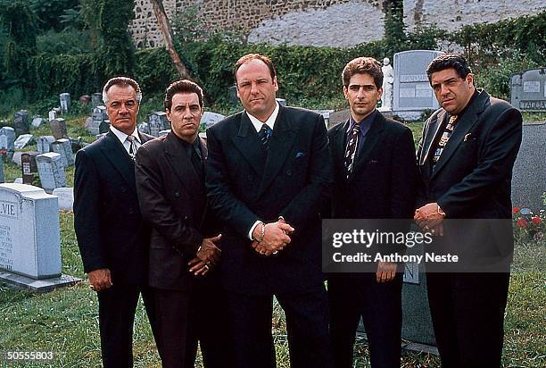 Tony Sirico, Steven Van Zandt, James Gandolfini, Michael Imperioli & Vincent Pastore in a publicity still for TV series 'The Sopranos', circa 1999.