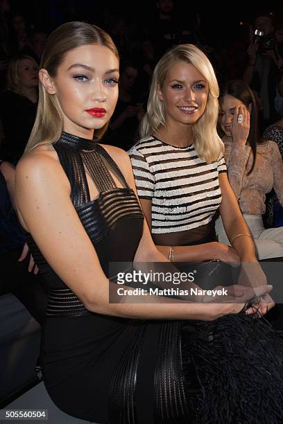 Gigi Hadid and Lena Gercke attend the 'The Power Of Colors - MAYBELLINE New York Make-Up Runway' show during the Mercedes-Benz Fashion Week Berlin...