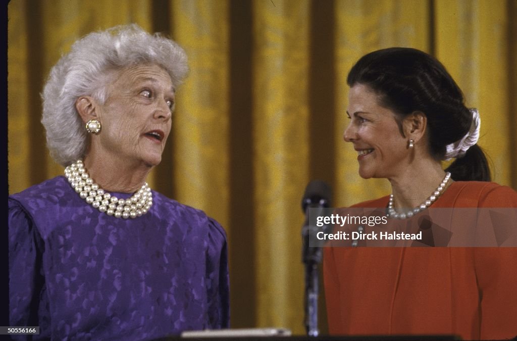Barbara Bush and Queen Sylvia of Sweden