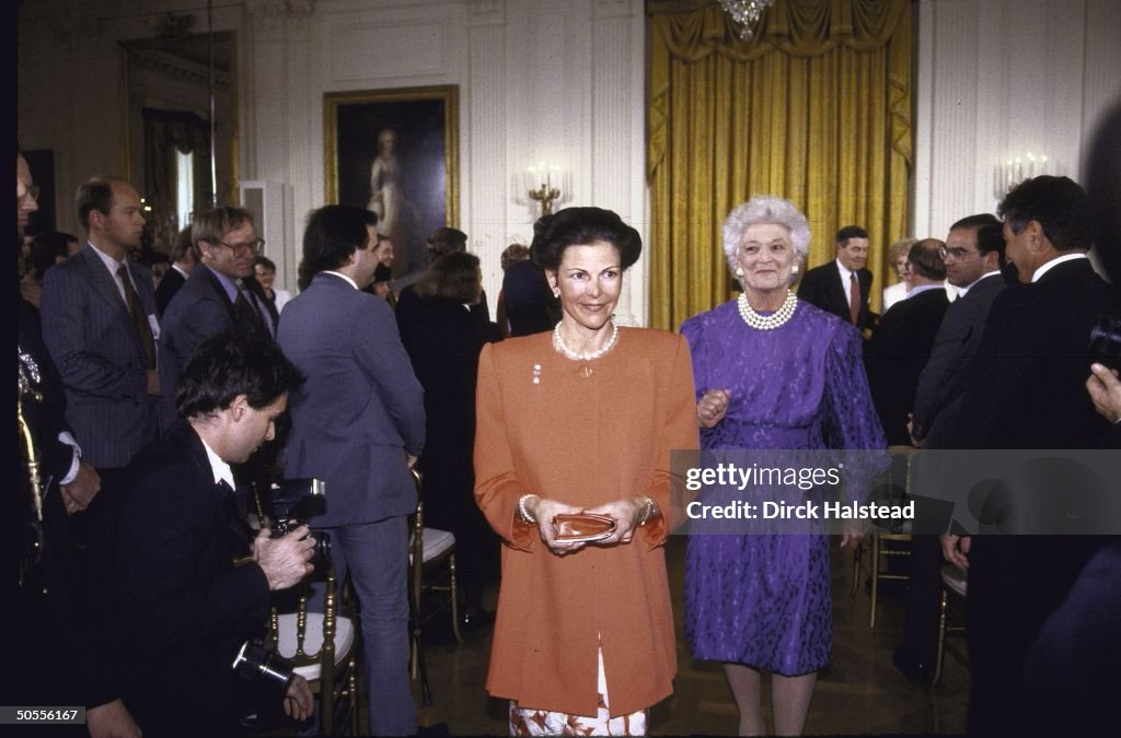 Barbara Bush and Queen Sylvia Of Sweden