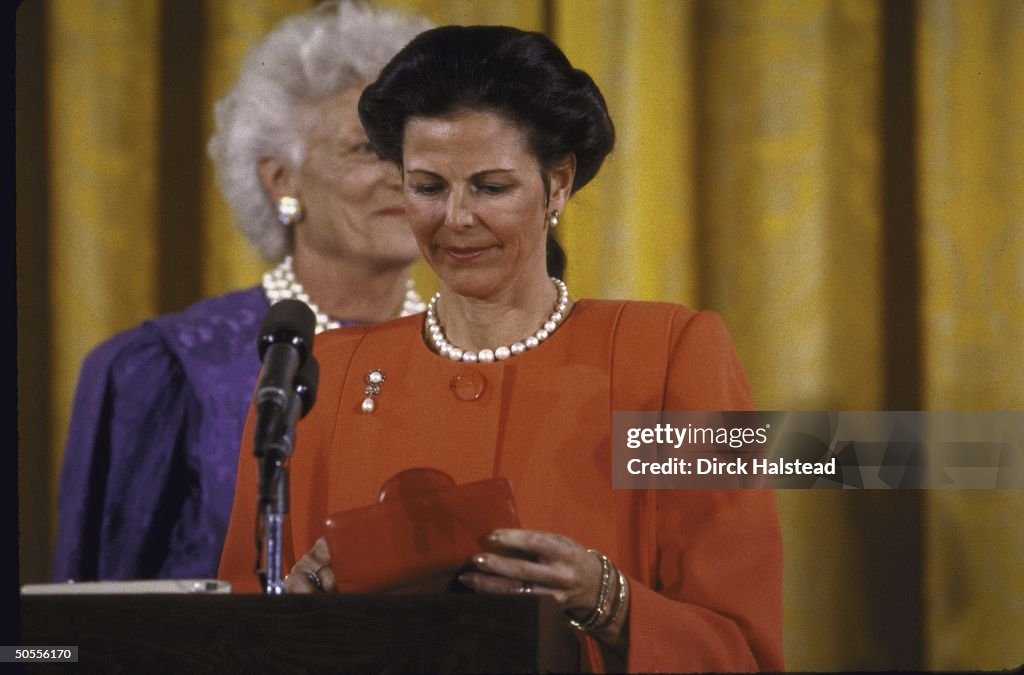 Queen Sylvia Of Sweden At White House