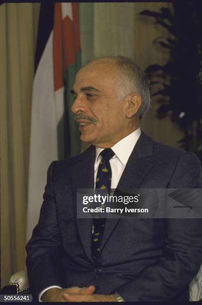 King Hussein during `Time' interview at royal palace.