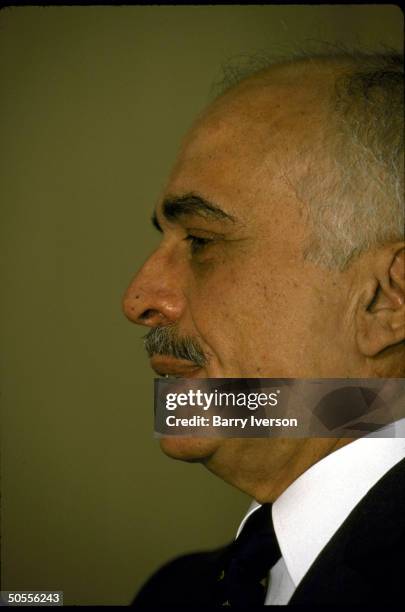 King Hussein during `Time' interview at royal palace.