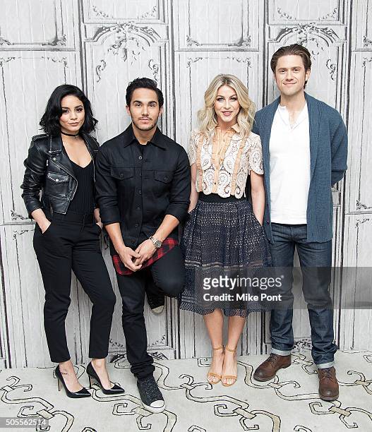 Actors Vanessa Hudgens, Carlos PenaVega, Julianne Hough, and Aaron Tveit attend the AOL Build Speaker Series to discuss the television production of...