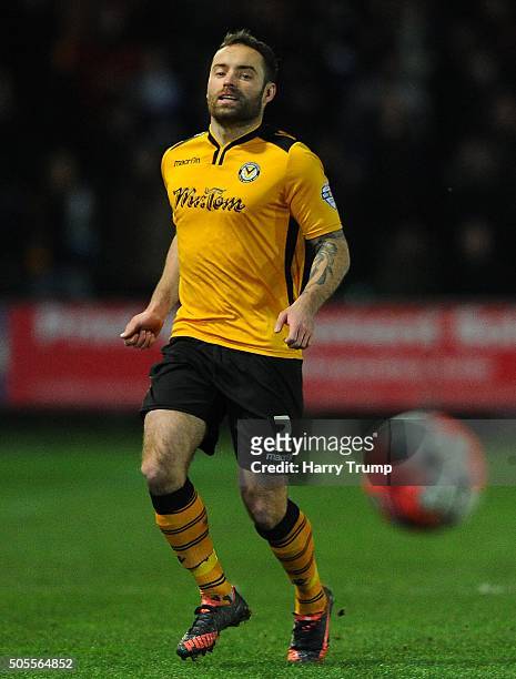 Danny Holmes of Newport County during the Emirates FA Cup Third Round match between Newport County and Blackburn Rovers at Rodney Parade on January...