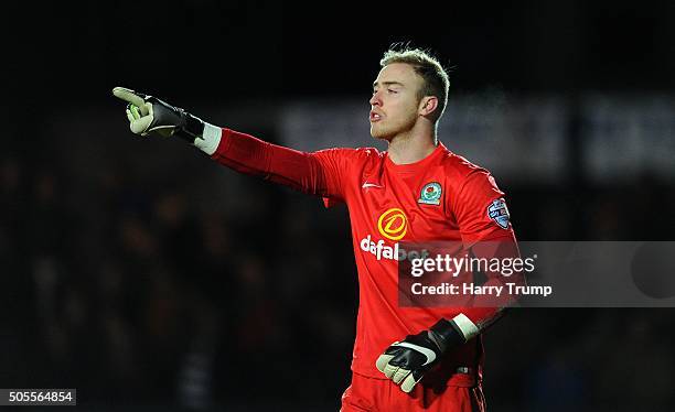 Jason Steele of Blackburn Rovers during the Emirates FA Cup Third Round match between Newport County and Blackburn Rovers at Rodney Parade on January...