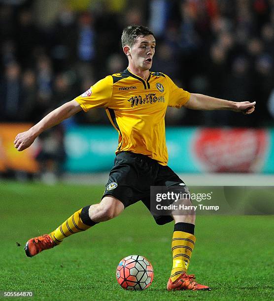 Connor Dymond of Newport County during the Emirates FA Cup Third Round match between Newport County and Blackburn Rovers at Rodney Parade on January...