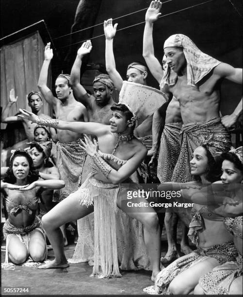 Actress Katherine Dunham performing with others in the play Cabin in the Sky.