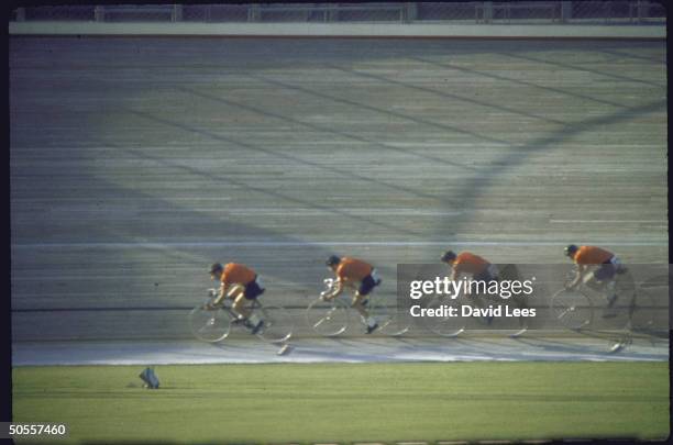 Olympic bicycle pursuit race at the Velodrome during the Summer Olympics.