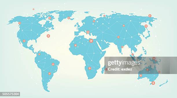 world connected - world map flat stock illustrations
