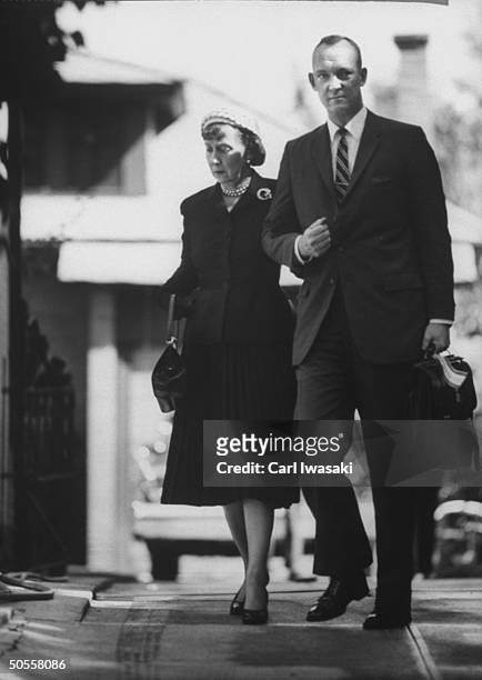 John S.D. Eisenhower with his mother Mamie at funeral of her mother.