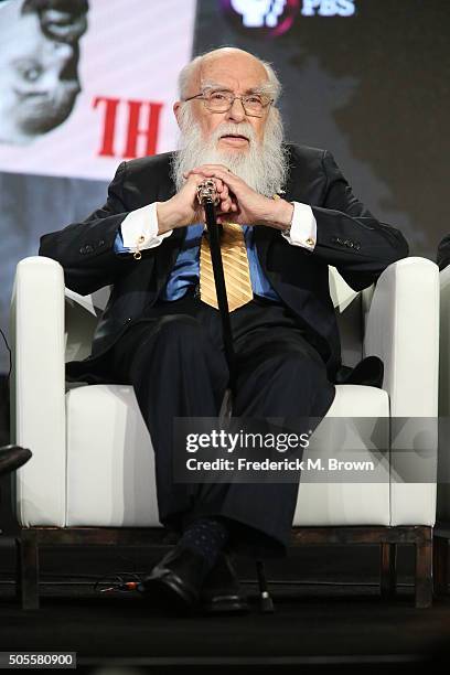 Film subject James Randi speaks onstage during INDEPENDENT LENS' 'An Honest Liar' panel as part of the PBS portion of the 2016 Television Critics...