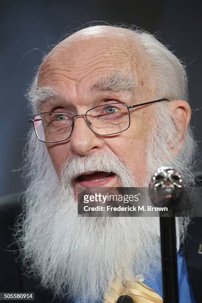 Film subject James Randi speaks onstage during INDEPENDENT LENS' 'An Honest Liar' panel as part of the PBS portion of the 2016 Television Critics...