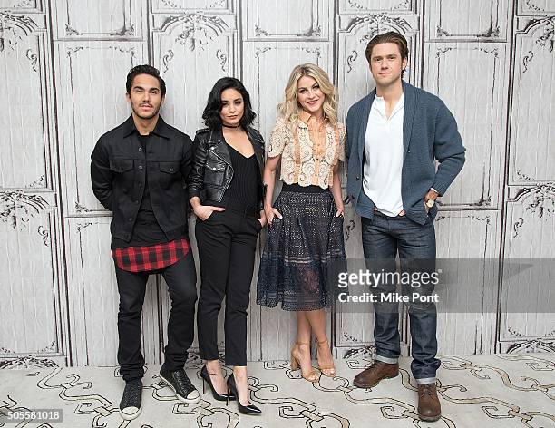 Carlos PenaVega, Vanessa Hudgens, Julianne Hough, and Aaron Tveit attend the AOL Build Speaker Series to discuss the television production of...