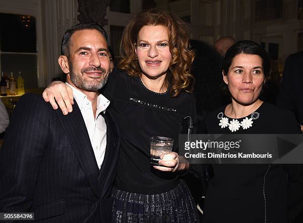 Designer Marc Jacobs, actress Sandra Bernhard and writer Sara Switzer attend Marc Jacobs Beauty Velvet Noir Mascara Launch Dinner at Hotel Wolcott...