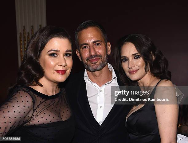 Maude Maggart, Marc Jacobs and Winona Rider attend Marc Jacobs Beauty Velvet Noir Mascara Launch Dinner at Hotel Wolcott Ballroom on January 18, 2016...