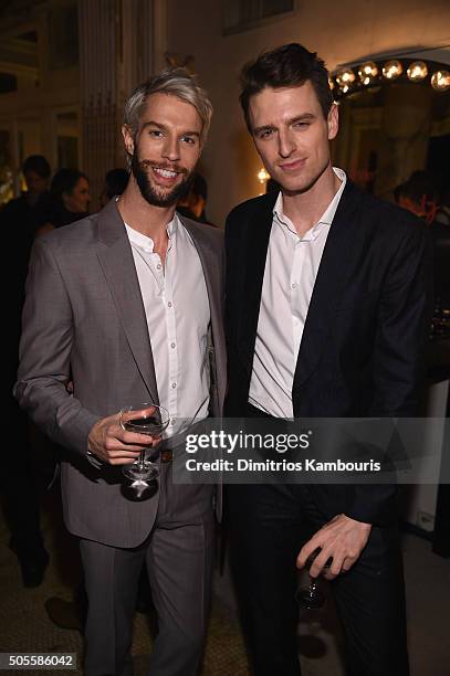 Ballet dancer James Whiteside a.k.a. JbDubs and performer Dan Donigan aka Milk attend Marc Jacobs Beauty Velvet Noir Mascara Launch Dinner on January...