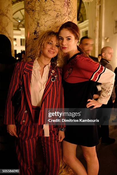 Actresses Emily Tremaine and Juno Temple attend Marc Jacobs Beauty Velvet Noir Mascara Launch Dinner on January 18, 2016 in New York City.