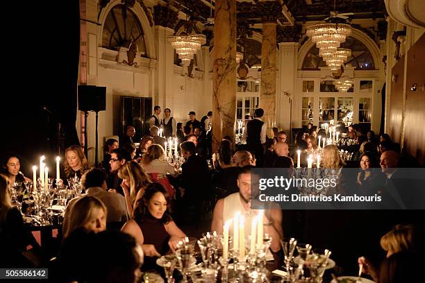 Guests attend Marc Jacobs Beauty Velvet Noir Mascara Launch Dinner at Hotel Wolcott Ballroom on January 18, 2016 in New York City.