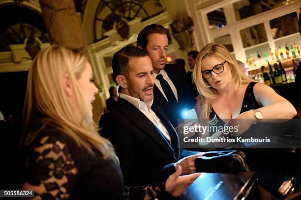 Marc Jacobs attends Marc Jacobs Beauty Velvet Noir Mascara Launch Dinner at Hotel Wolcott Ballroom on January 18, 2016 in New York City.