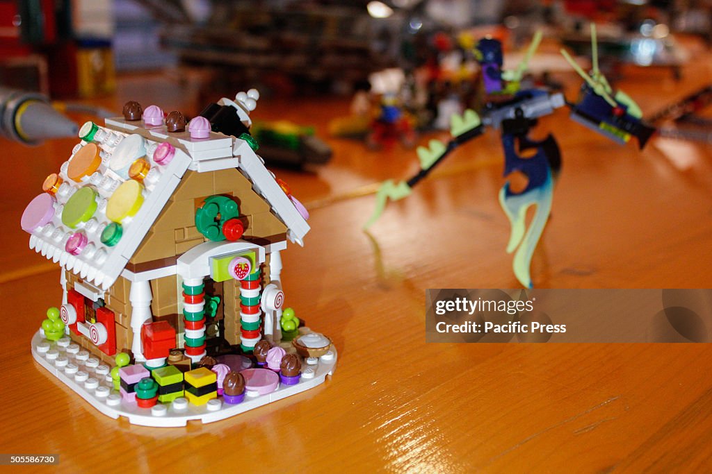 A gingerbread house of Hansel and Gretel made with Lego...