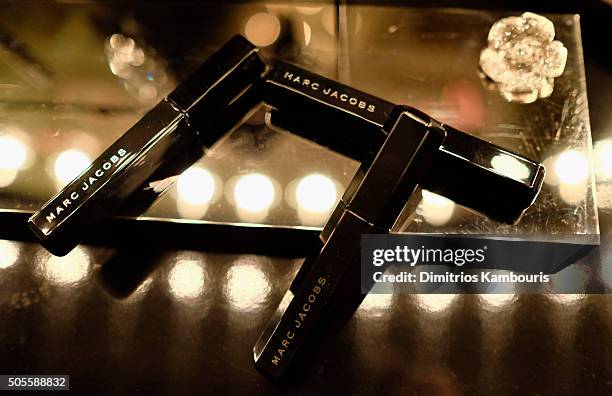 Marc Jacobs Beauty Velvet Noir Mascara is seen during Marc Jacobs Beauty Velvet Noir Mascara Launch Dinner at Hotel Wolcott Ballroom on January 18,...