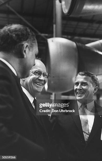 Dr. Wernher Von Braun with Pres. Dwight D. Eisenhower at dedication of Marshall Space Flight Center.