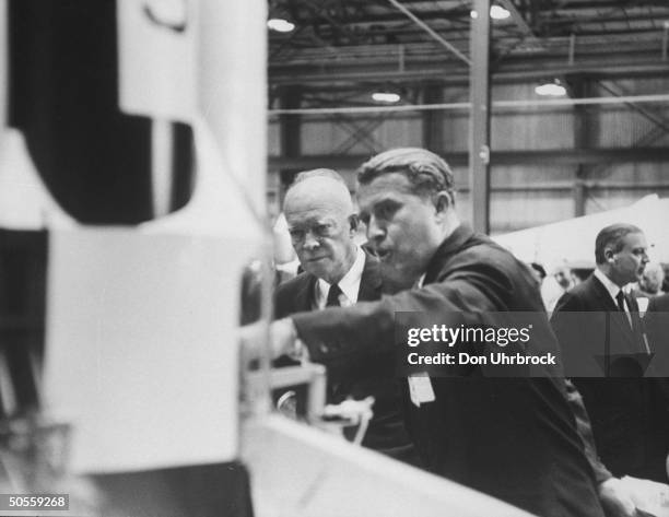 Dr. Wernher Von Braun with Pres. Dwight D. Eisenhower at dedication of Marshall Space Flight Center.