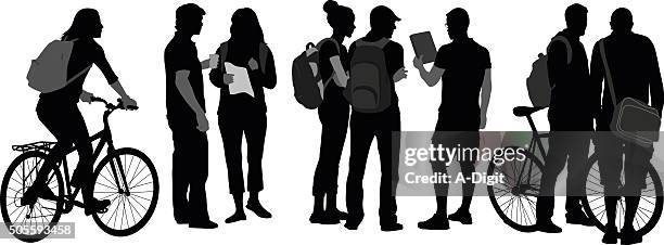 stockillustraties, clipart, cartoons en iconen met student transportation - friendship man woman