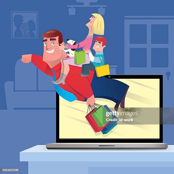 online shopping - parent computer stock illustrations