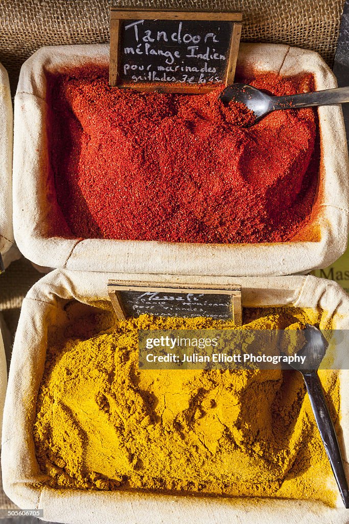 Curry spices on sale a French market