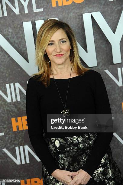 Edie Falco attends the "Vinyl" New York Premiere at Ziegfeld Theatre on January 15, 2016 in New York City.