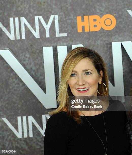 Edie Falco attends the "Vinyl" New York Premiere at Ziegfeld Theatre on January 15, 2016 in New York City.