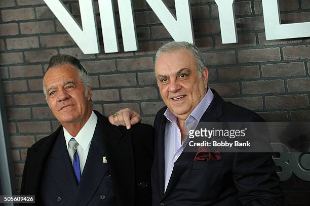 Tony Sirico and Vincent Curatola attends the "Vinyl" New York Premiere at Ziegfeld Theatre on January 15, 2016 in New York City.