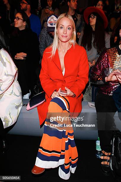 Anne Meyer-Minnemann attends the Sadak show during the Mercedes-Benz Fashion Week Berlin Autumn/Winter 2016 at Brandenburg Gate on January 19, 2016...