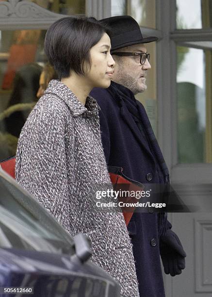 George Galloway seen out with Putri Gayatri Pertiwi on January 17, 2016 in London, England.