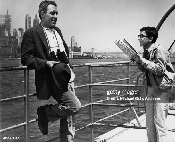 Barry Gordon pleads with Jason Robards in a scene from the movie "A Thousand Clowns", circa 1965.