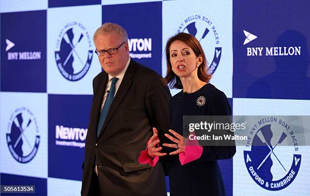 Helena Morrissey, CEO of Newton Investment Management speaks during The 2016 BNY Mellon Boat Races press conference where BNY Mellon and Newton...