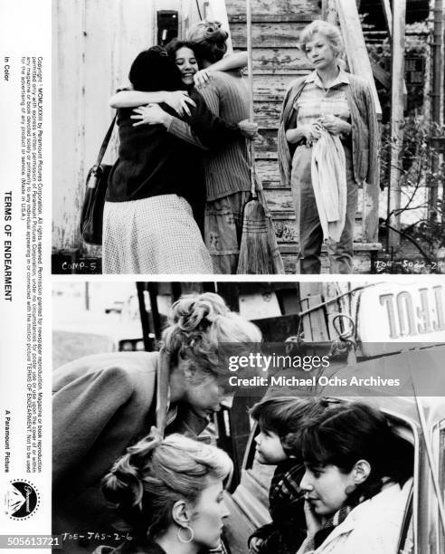 Debra Winger is reunited with old friends as Shirley MacLaine looks on Shirley MacLaine and Lisa Hart Carroll say goodbye Debra Winger in a scene...