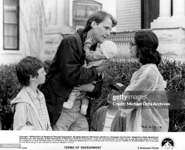 Jeff Daniels is confronted by Debra Winger in a scene from the Paramount Pictures movie "Terms of Endearment", circa 1983.