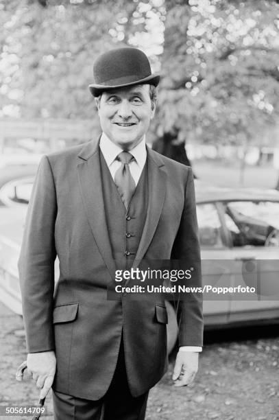 English actor Patrick Macnee posed at a press reception to launch the television series The New Avengers at Pinewood Studios in England on 12th...