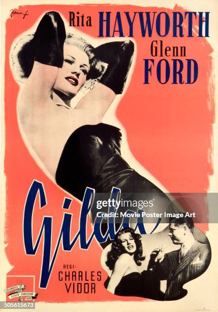 Poster for Charles Vidor's 1946 drama 'Gilda' starring Rita Hayworth and Glenn Ford.