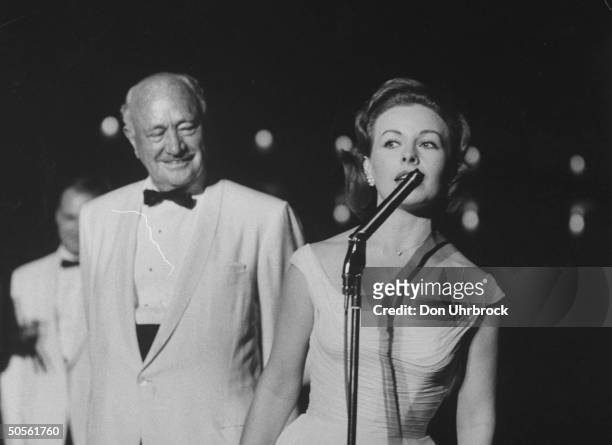 Hotelier Conrad N. Hilton Sr. With Actress Jeanne Crain during Atlante Hilton Inn opening.
