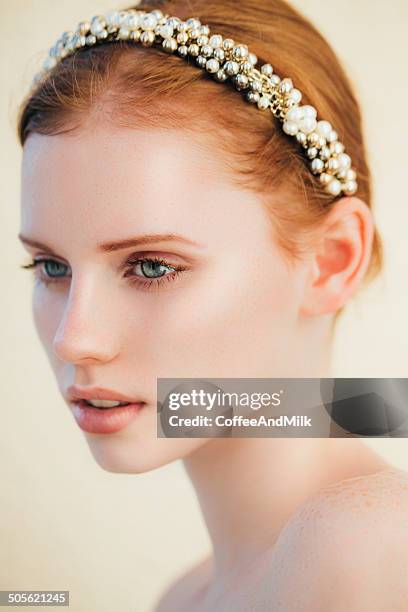 studio shot of young beautiful woman - hair clips women stock pictures, royalty-free photos & images