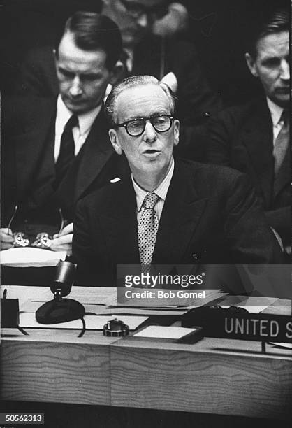 Sir. Pierson Dixon speaking at United Nations security council meeting.