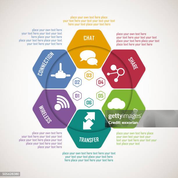 ilustrações, clipart, desenhos animados e ícones de hexagonal forma elementos para infográficos - organograma de empresa