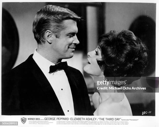 George Peppard smiles at Elizabeth Ashley in a scene from the Warner Bros. Movie "The Third Day", circa 1965.