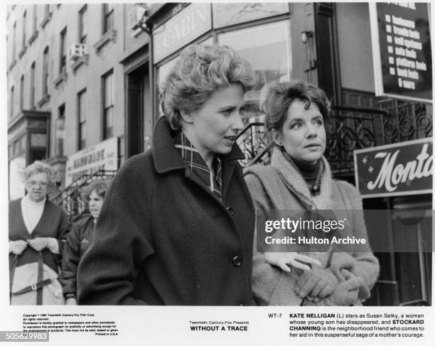 Kate Nelligan walks with Stockard Channing in a scene in the 20th Century Fox movie "Without a Trace" circa 1983.